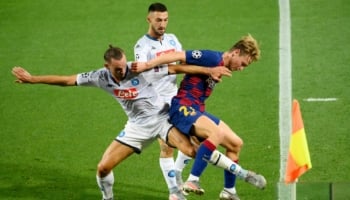 Barcellona-Napoli, playoff andata Europa League 2021-22, Fabian Ruiz, Matteo Politano e Frankie de Jong