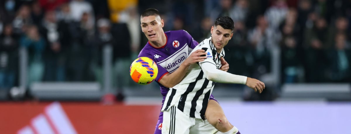 Fiorentina-Juventus, semifinale d'andata Coppa Italia 2021-22, Nikola Milenkovic e Alvaro Morata