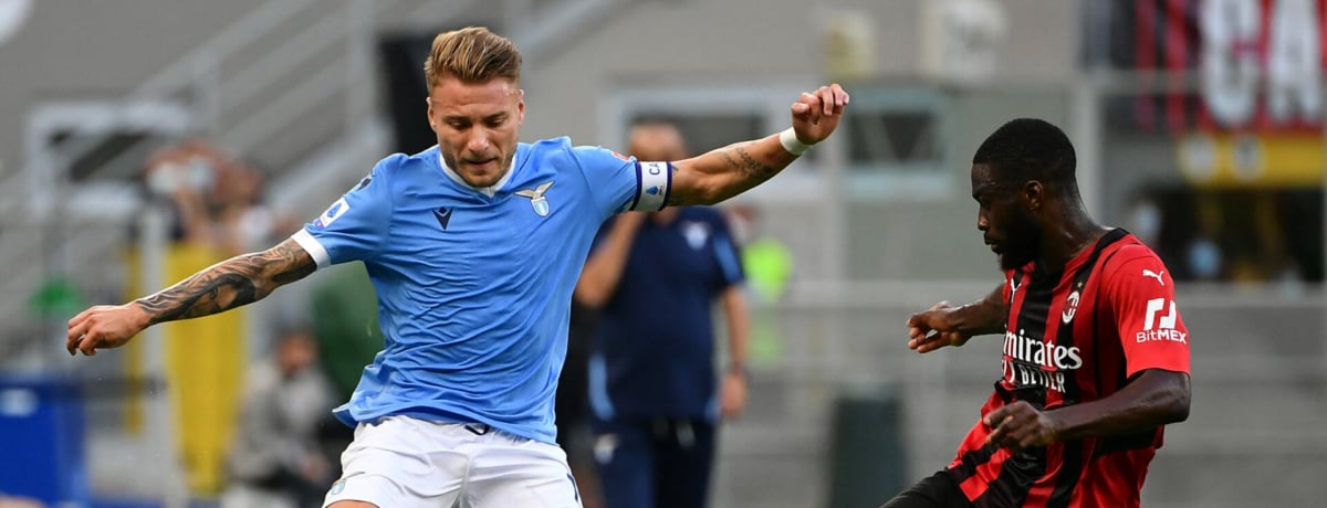 Milan-Lazio, quarti di finale Coppa Italia 2021-22, Ciro Immobile e Fikayo Tomori.