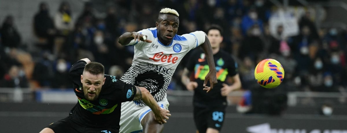 Napoli-Inter, 25a giornata Serie A 2021-22, Victor Osimhen e Milan Skriniar