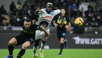 Napoli-Inter, 25a giornata Serie A 2021-22, Victor Osimhen e Milan Skriniar