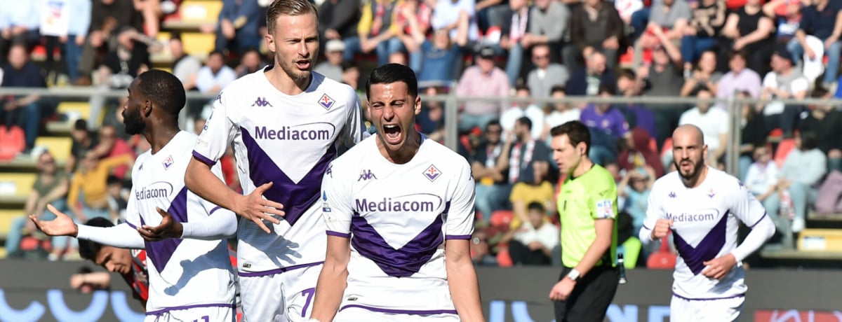 esultanza dei giocatori della fiorentina