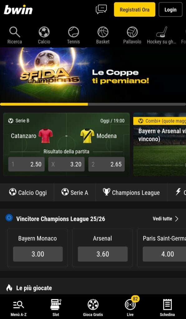 bwin versione mobile
