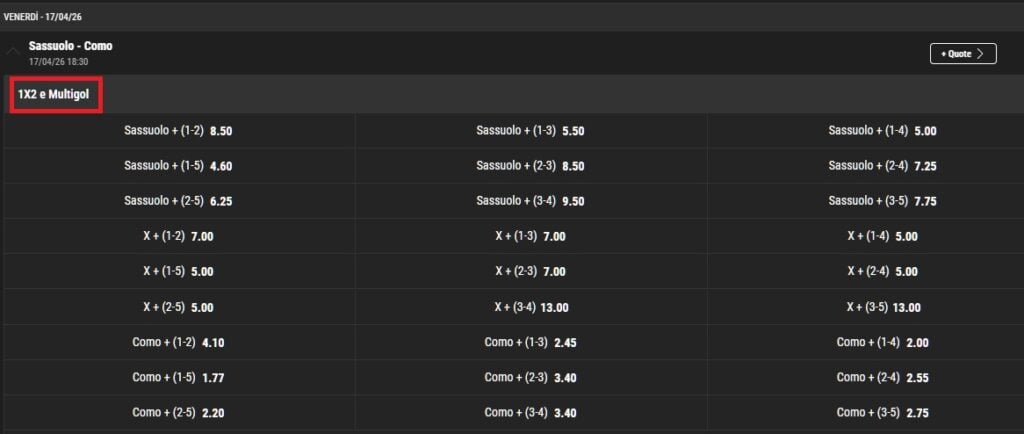 scommesse combo multigol