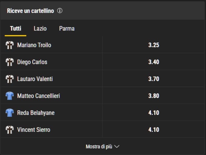 schermata scommesse bwin