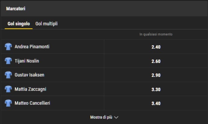 schermata scommesse bwin
